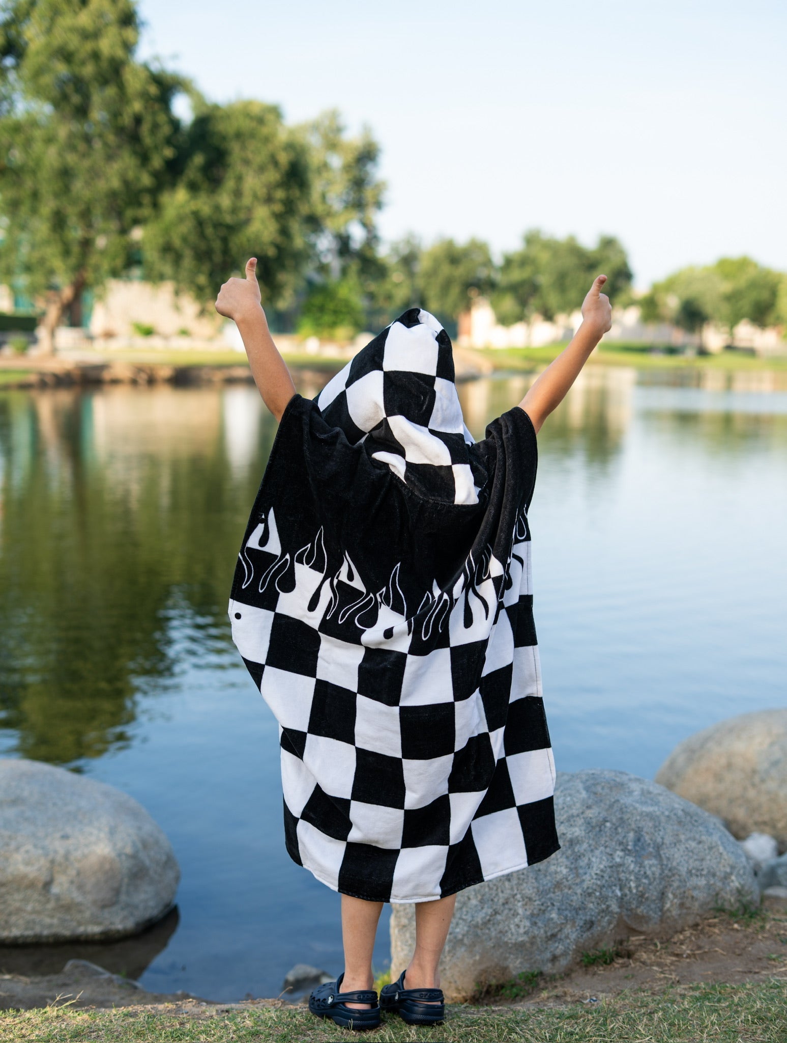 Checker Flame Hooded Towel