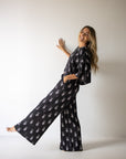 Women's Bamboo Crop Tee Lounge Set | Midnight Skelly