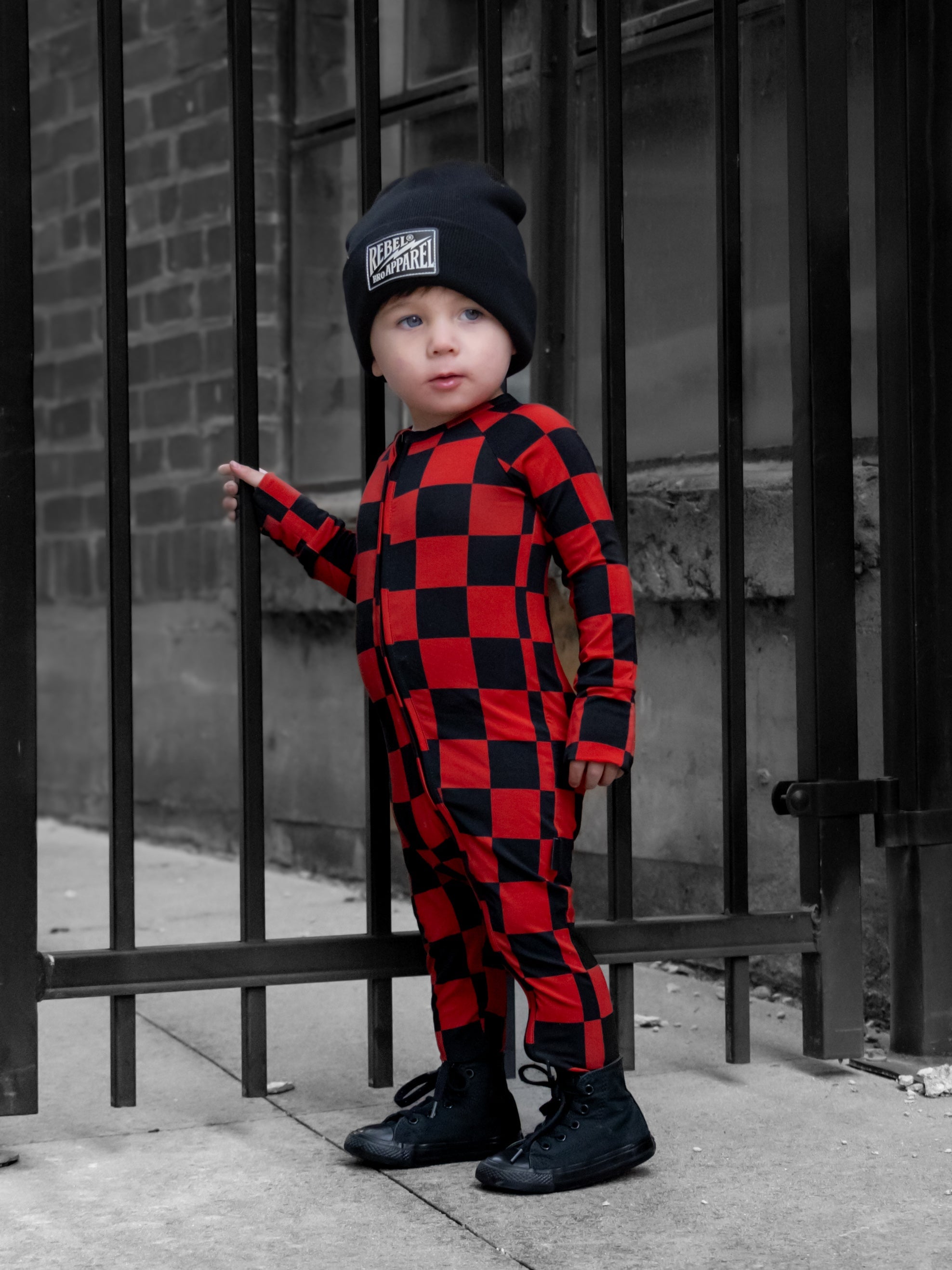 Bamboo Zippy Sleeper in Americana Red + Black (Checkered)