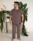 Men's Short Sleeve Pajamas | Holiday Stripe