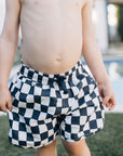 Wavy Checkered Swim Shorts