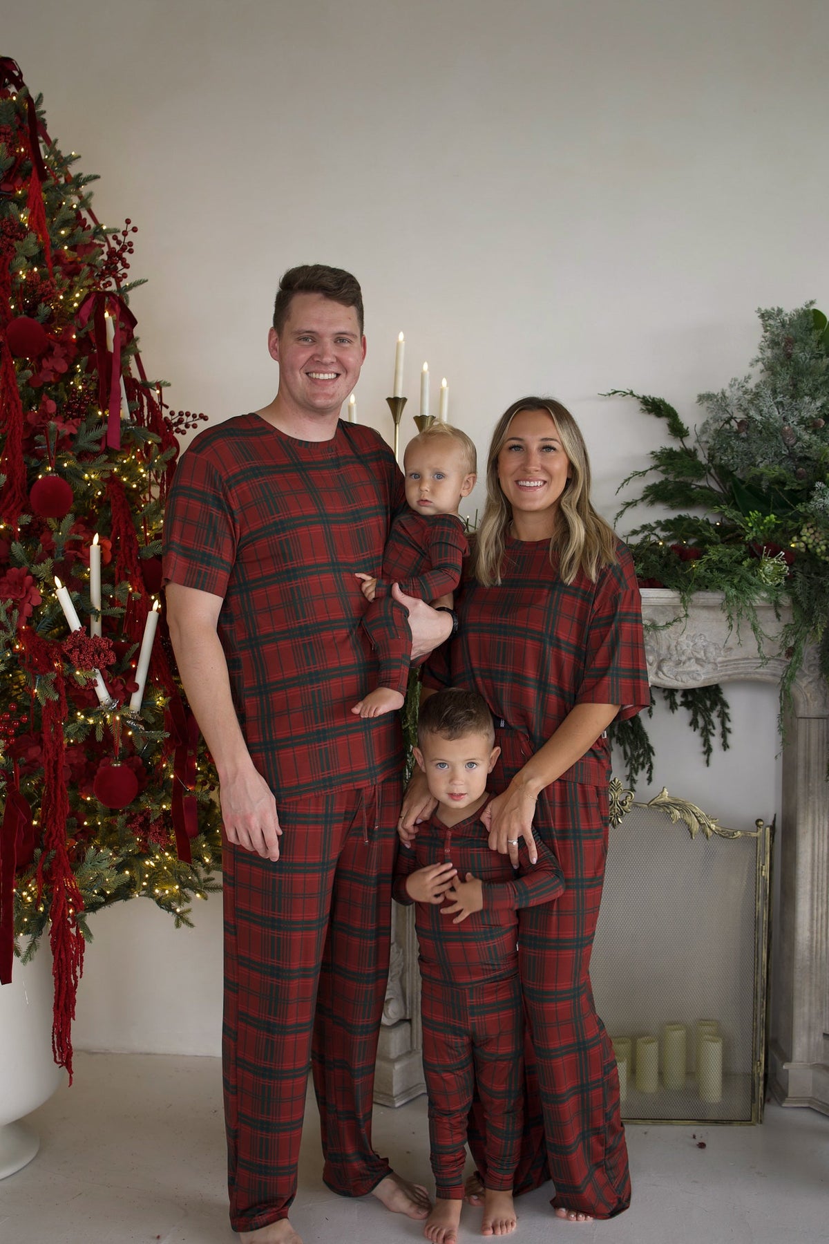 Women's Boxy Tee Lounge Set | Christmas Plaid