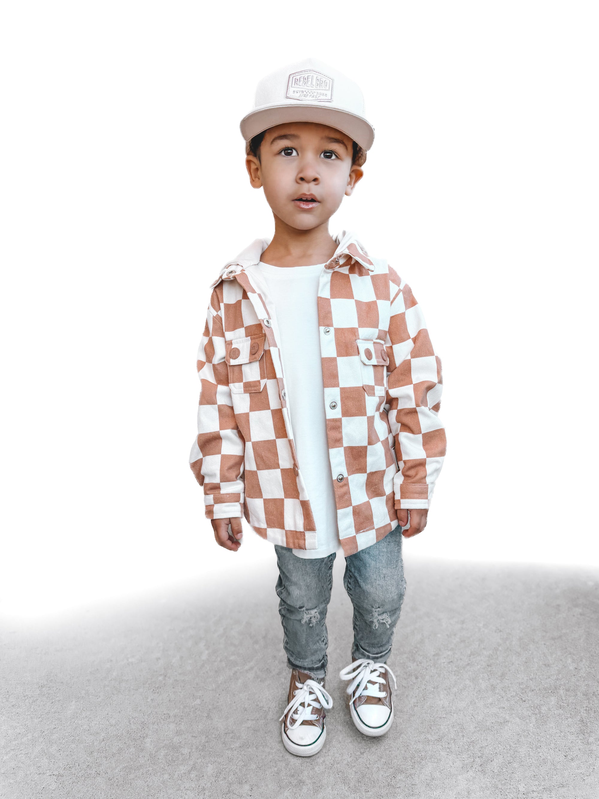 Hooded Flannel in Neutral Checkered