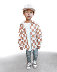 Hooded Flannel in Neutral Checkered
