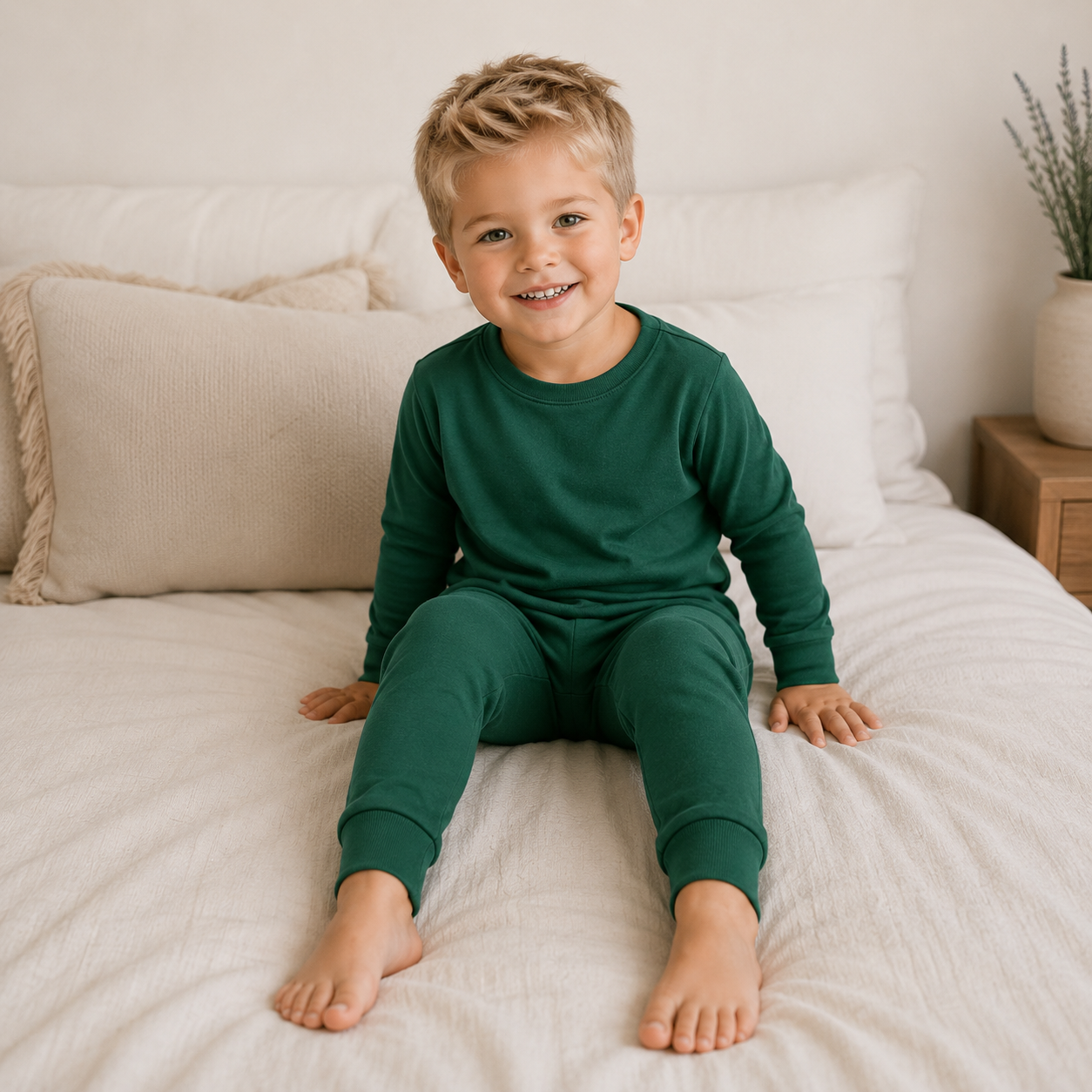 Bamboo Dark Green Long Sleeve PJs