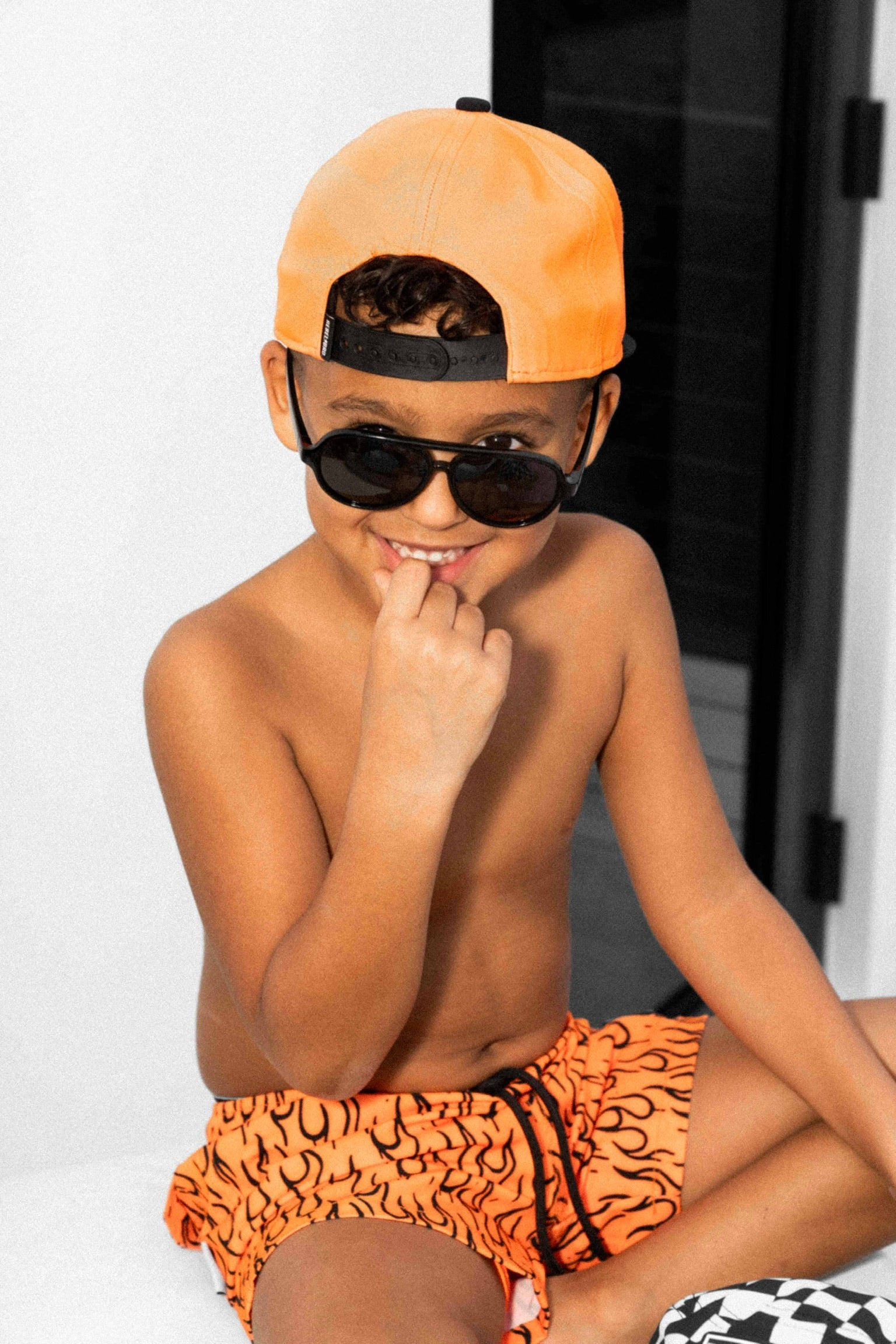 Hybrid Swim Trunks in Neon Valencia x Fuego || PREORDER