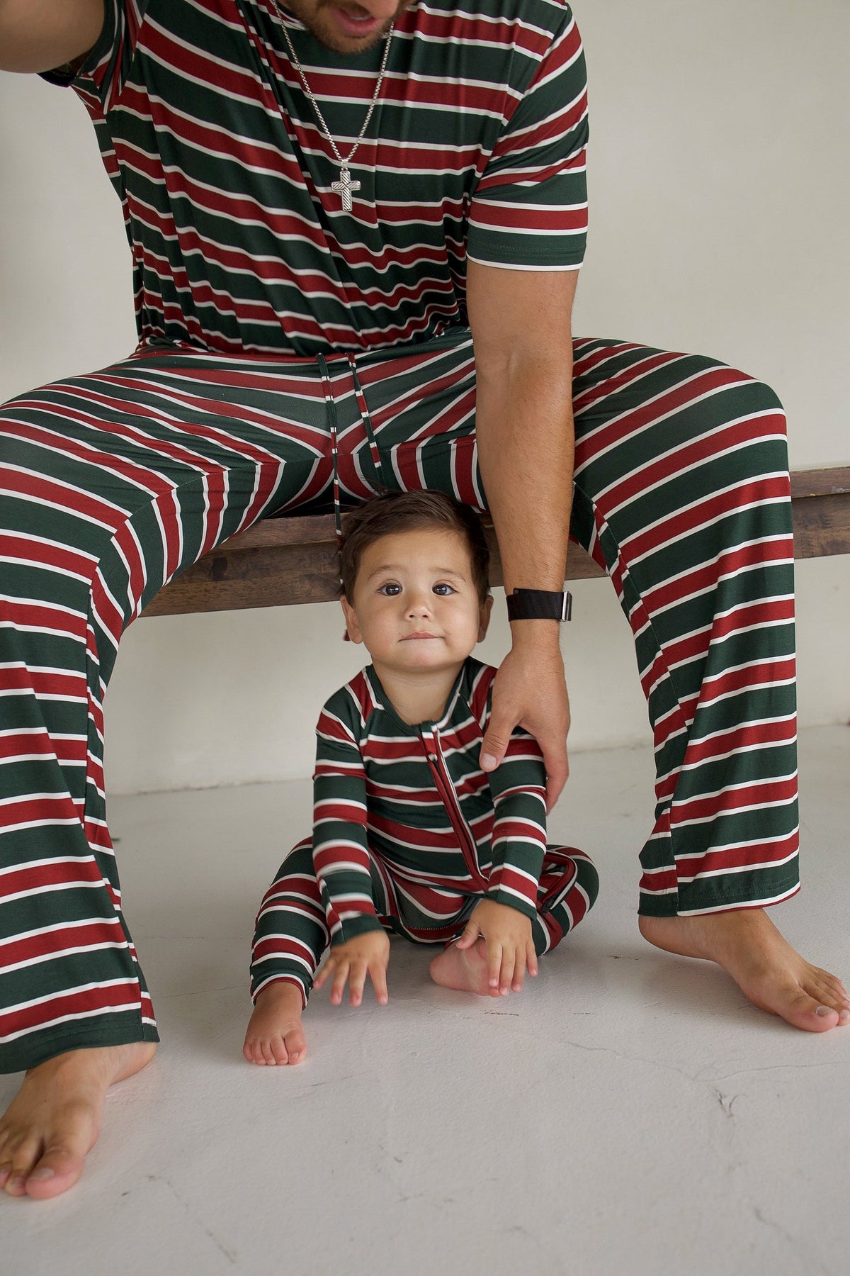 Bamboo Zip Pajamas | Holiday Stripe