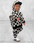 Fleece Hoodie + Sweatpants Set in Venice (Checkered)
