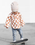 Hooded Flannel in Neutral Checkered
