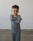 Bamboo Two Piece Pajamas | Black Gingham