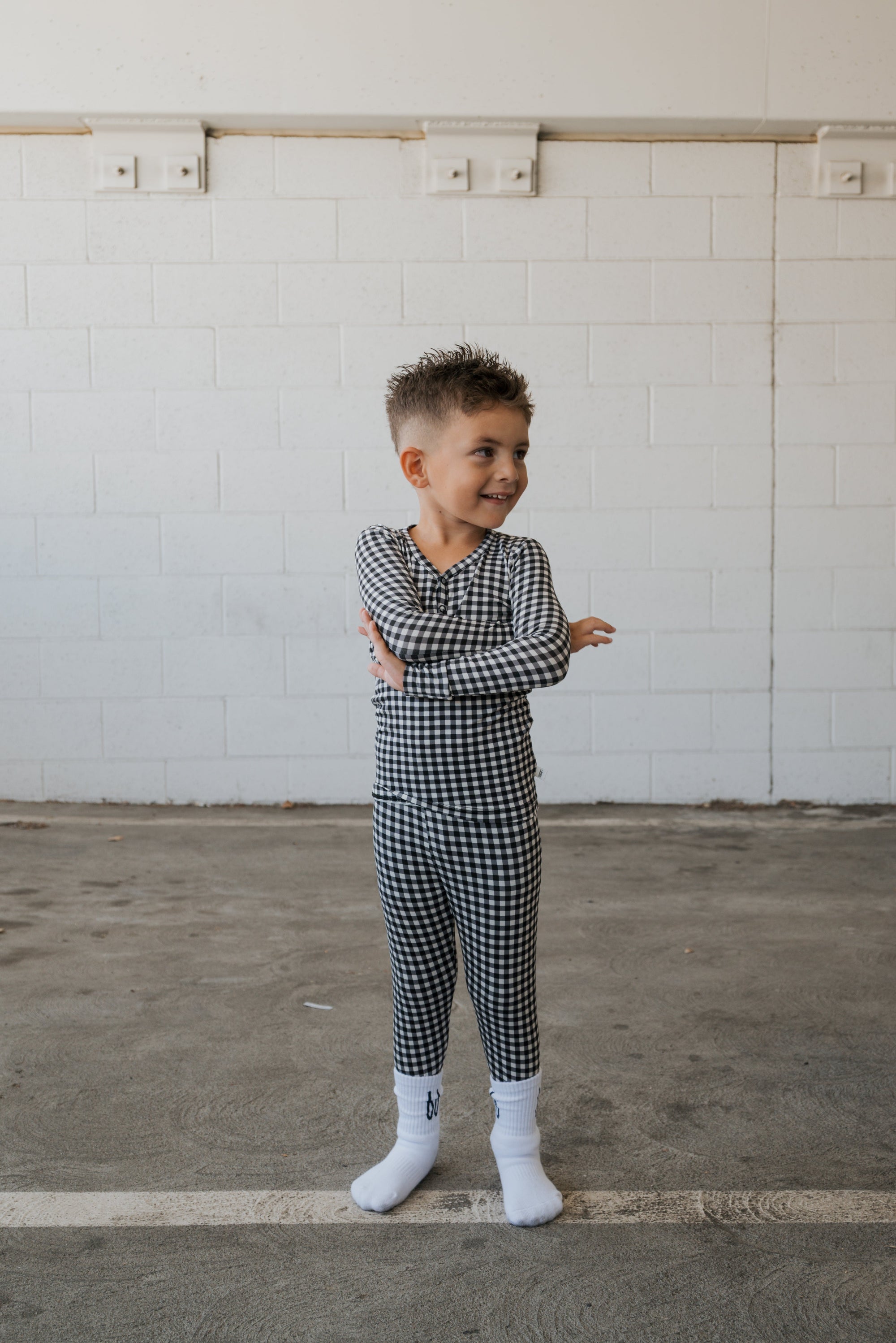 Bamboo Two Piece Pajamas | Black Gingham