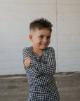 Bamboo Two Piece Pajamas | Black Gingham