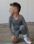 Bamboo Two Piece Pajamas | Black Gingham