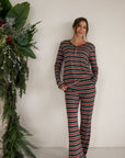 Women's Long Sleeve Bamboo Pajama | Holiday Stripe