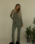 Women's Bamboo Pajamas | Santa Checkerboard