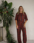 Women's Boxy Tee Lounge Set | Christmas Plaid