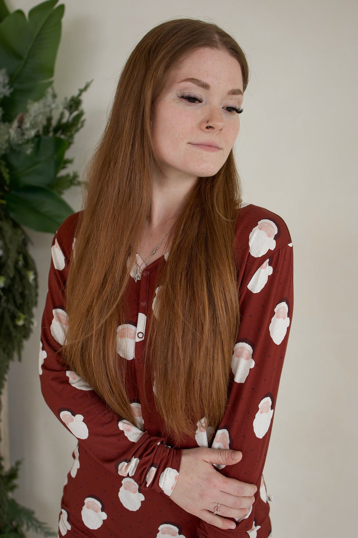 Women's Long Sleeve Bamboo Pajama | Vintage Santa