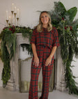 Women's Boxy Tee Lounge Set | Christmas Plaid