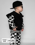 Hydro Letterman Jacket in Black + Cream Checkered