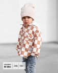 Hooded Flannel in Neutral Checkered