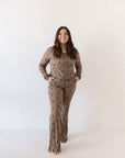 Women's Bamboo Pajama | Brown & Black Lightning Bolt