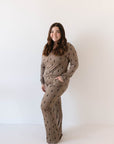 Women's Bamboo Pajama | Brown & Black Lightning Bolt