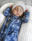 Bamboo Zip Romper | Blue Camo Bolts