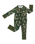 Bamboo Zip Romper | Green Camo Bolts