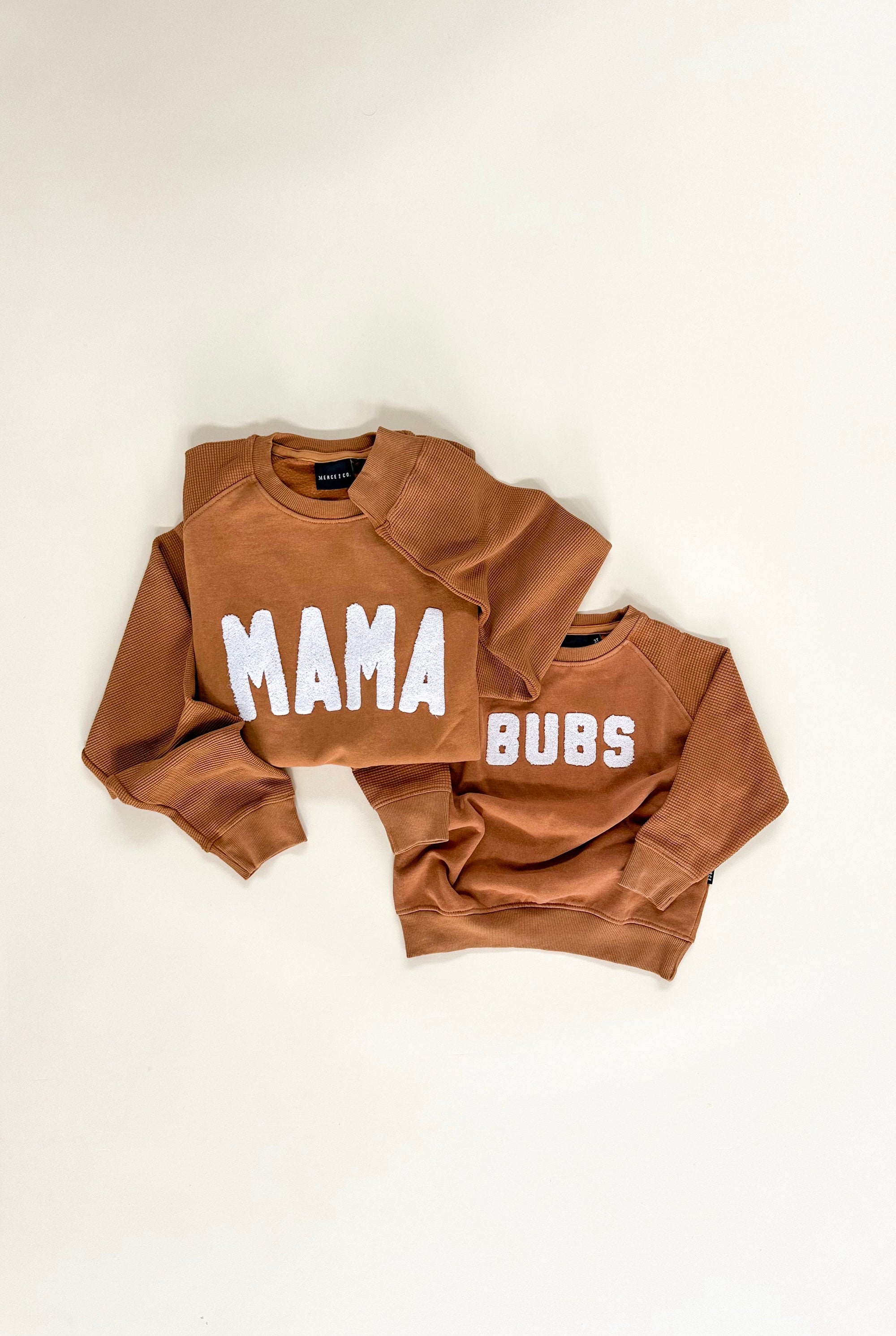 Bubs Chenille Child Waffle Sleeve Crewneck - Faded Autumn