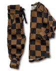 Organic Ribbed Set in Smoke + Spice