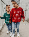 Merry Little Thing Child Waffle Sleeve Crewneck