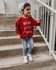 Merry Little Thing Child Waffle Sleeve Crewneck