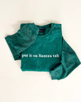 Put It On Santa's Tab Embroidered Waffle Sleeve Crewneck