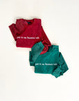 Put It On Santa's Tab Embroidered Waffle Sleeve Crewneck