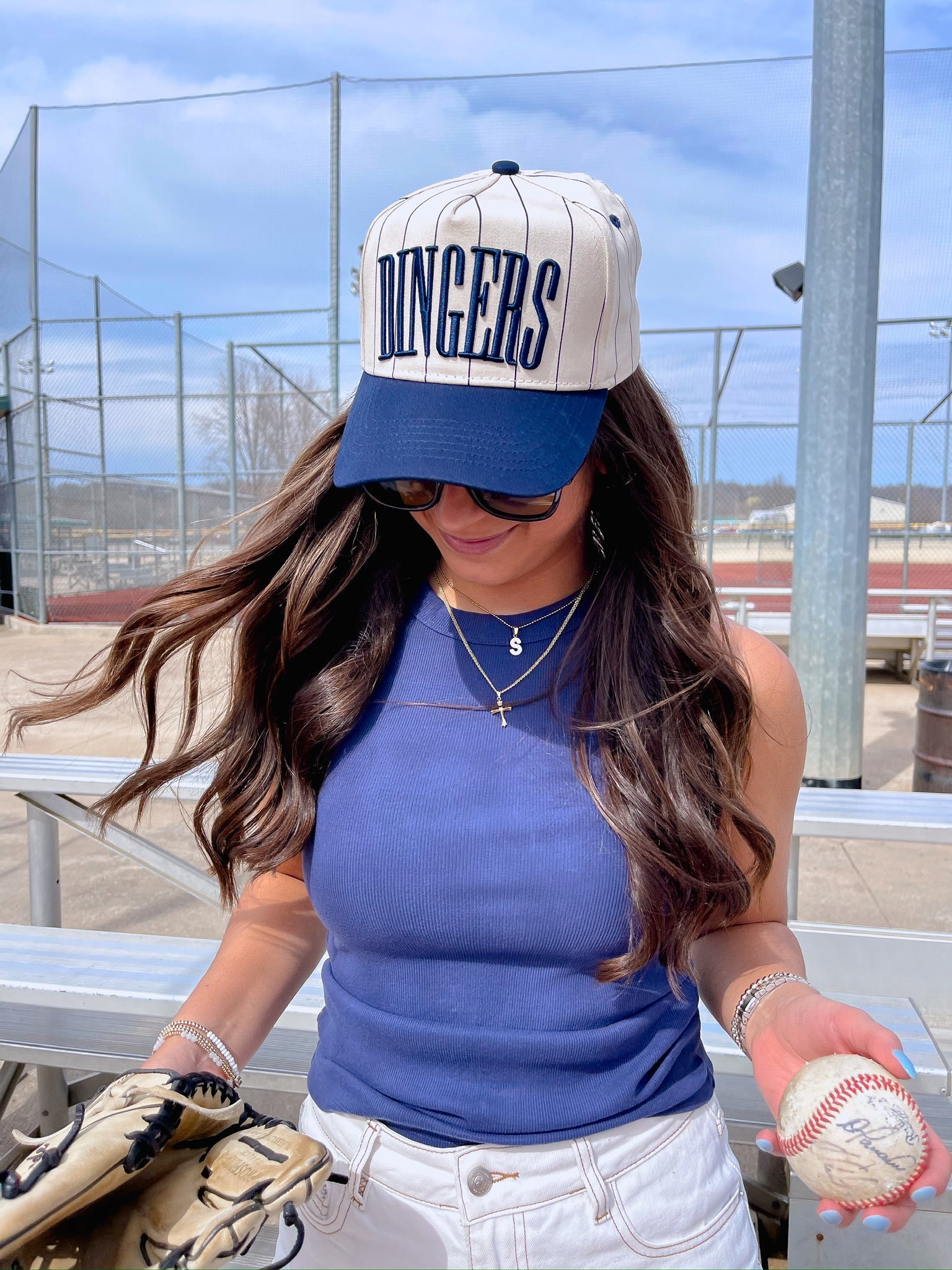 Dingers - Navy Stripe Vintage Trucker Hat - PREORDER