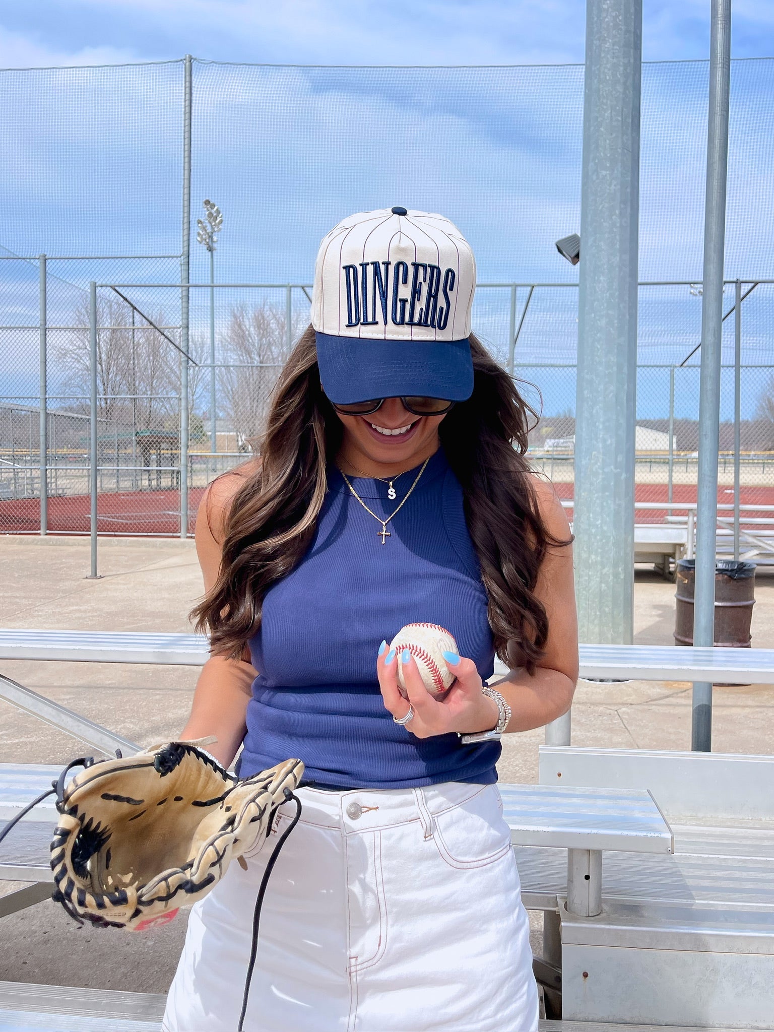 Dingers - Navy Stripe Vintage Trucker Hat - PREORDER