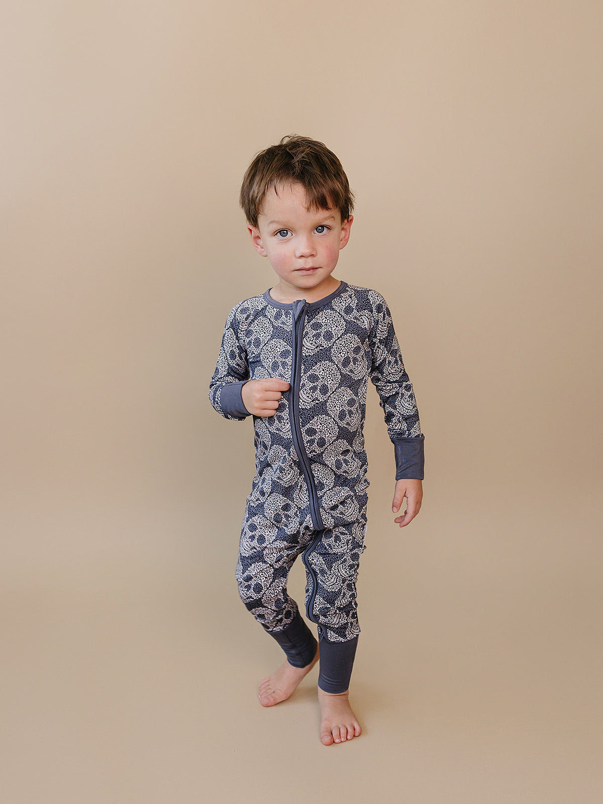Bamboo Zip Romper | Leopard Skull