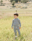 Charcoal Stripe Ribbed Hooded Set