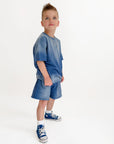 Classic Acid-Wash Tee in Cobalt