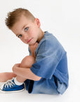 Classic Acid-Wash Tee in Cobalt