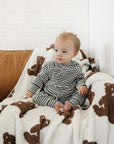 Charcoal Stripe Ribbed Hooded Set