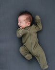 Winter Green Organic Cotton Ribbed Zipper