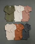 Oatmeal Organic Snap Long Sleeve Ribbed Bodysuit