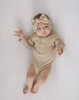 Oatmeal Organic Snap Long Sleeve Ribbed Bodysuit