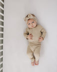 Oatmeal Organic Snap Long Sleeve Ribbed Bodysuit