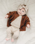Oatmeal Organic Snap Long Sleeve Ribbed Bodysuit