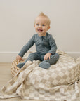 Dusty Blue Bamboo Footed Zipper