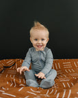 Dusty Blue Bamboo Footed Zipper