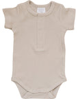 Oatmeal Organic Cotton Ribbed Snap Bodysuit