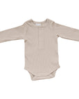 Oatmeal Organic Snap Long Sleeve Ribbed Bodysuit